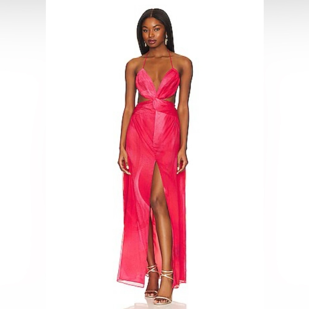 NBD Hot Pink Twist Cutout Maxi Dress